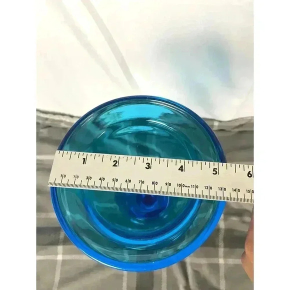 Blue Clear Pressed Glass Vase MCM Home Decor 11" Tall - Picture 4 of 11